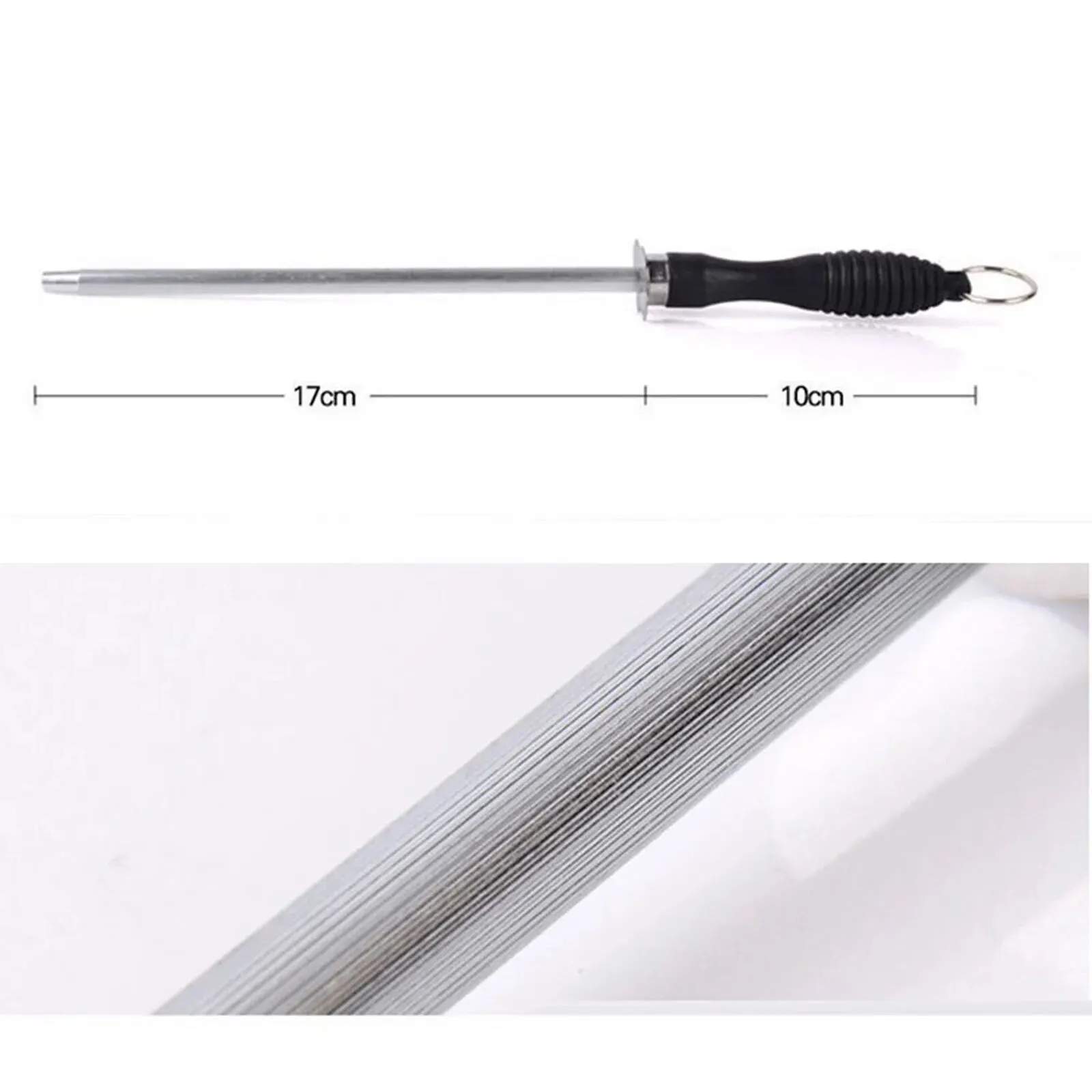 Knife Sharpener Kitchen Tool Carbon Steel Knife Sharpening Steel With Hanging Holes 10 Inches