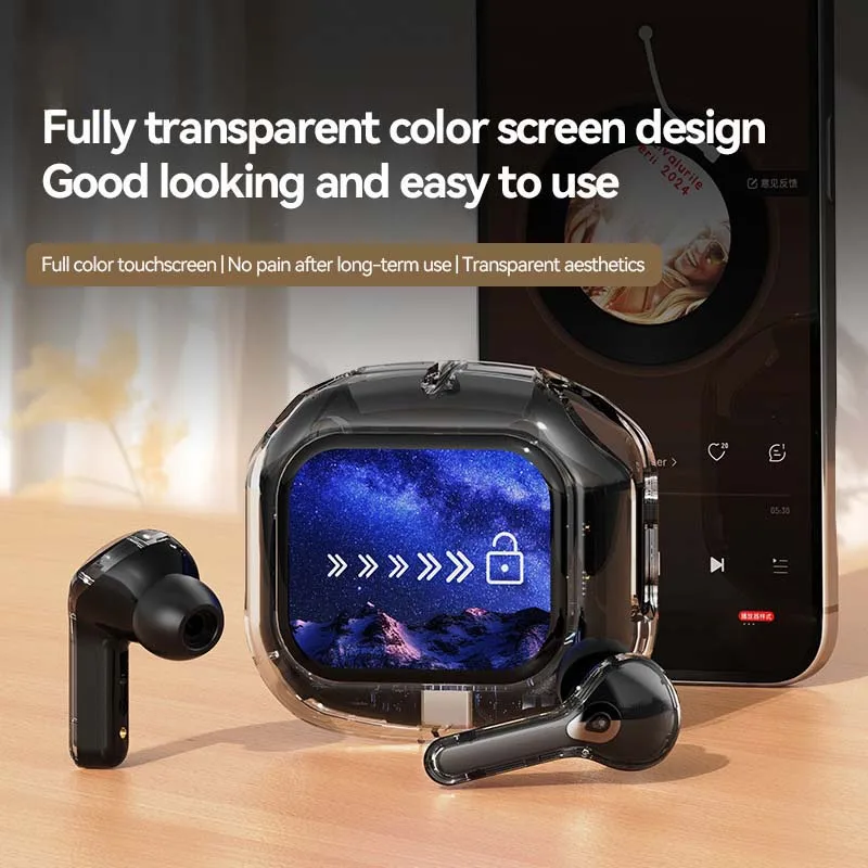 Écouteurs intra-auriculaires sans fil Bluetooth 5.4 Q20, réduction du bruit, Airpods, écran tactile couleur, casque Hi-Fi avec micro - AliExpress
