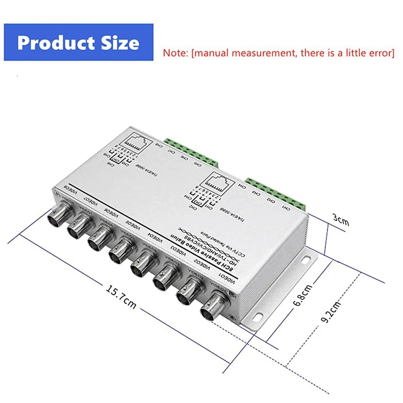 HD нú  ߷ Ʈù, 8 ä UTP ̺ ,  ۽ű, BNC-Cat5, 5E, 6 RJ45(T568B), 720P, 1080P