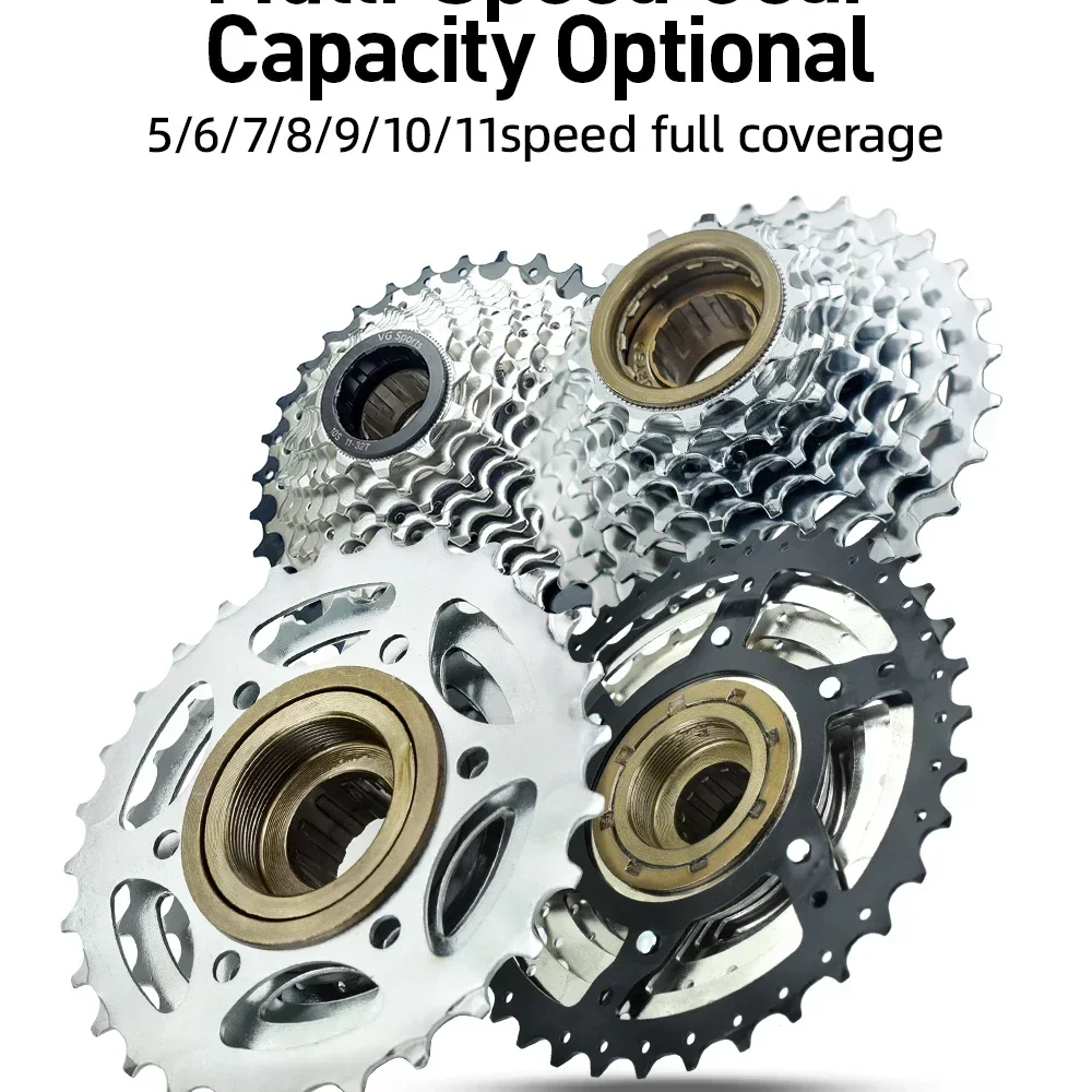 Bicycle Sprocket Gear VG Sport Bike Sprocket 5/6/7/8/9/10/11 Speed Threaded Flywheel 11-36T Gear Swivel Hub Outdoor Cycling Bike Parts Compatible