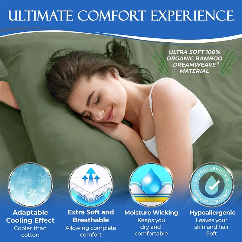 Dreamreal Organic Bamboo Bedding Set Bed Sheet Sets Fitted Sheets Flat Sheet Pillowcase Luxury Double Queen King Size Bedsheet 2