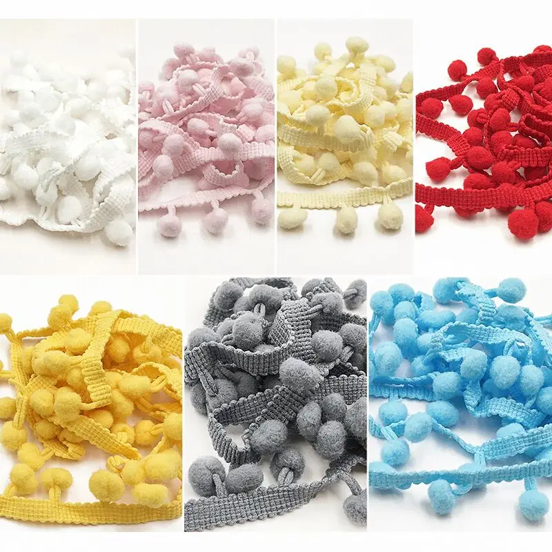 5Yards Pom Pom Trim Ball 12mm MINI Pearl Pompom Fringe Ribbon Sewing Lace Handmade DIY Craft Accessories pom pom trim lace ribbon lace sewing supplies lace sewing accessories lace accessories lace garment accessories clothing accessories lace decoration