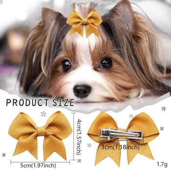 6PCS Solid Bows Dog Hair Clips Pet Bowknot Doggly Hair Grooming Products for Puppy Kitten Dog Hair Barrette Pet Accessories