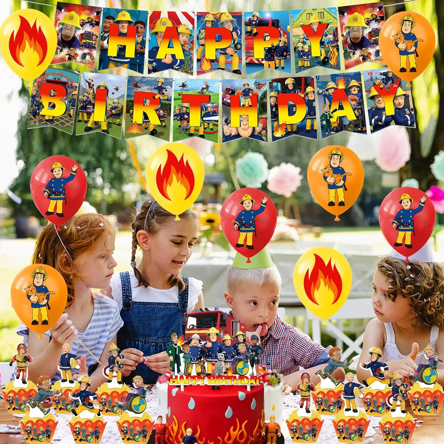 Fireman Sam Happy Birthday Cake Topper Fire Truck Cake Topper
