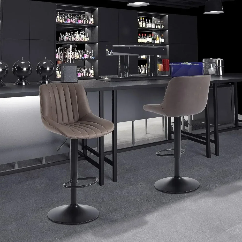 

Bar Stools Set of 2, Swivel Counter Height Barstools with Back, Adjustable Faux PU Leather Bars Chairs, Bar Chair