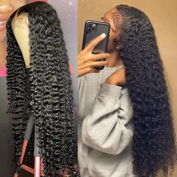 Parrucca in Capelli Umani con Onda Profonda 13x6 HD Lace Front 40 Pollici, Parrucche Ricce 5x5 per Donne, Densità 250, Parrucca Frontale in Pizzo 13x4 con Onda Morbida