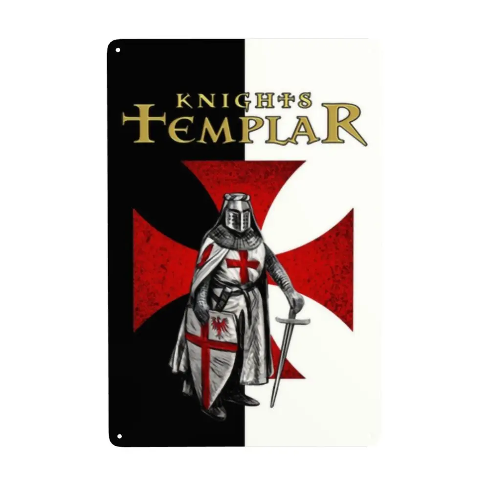 Description Picture 2 of itemRetro Knight Templar Metal Sign Custom Crusades Knights Christian Warrior Tin Plaque Cafe Man Cave Bar Decorations Art
