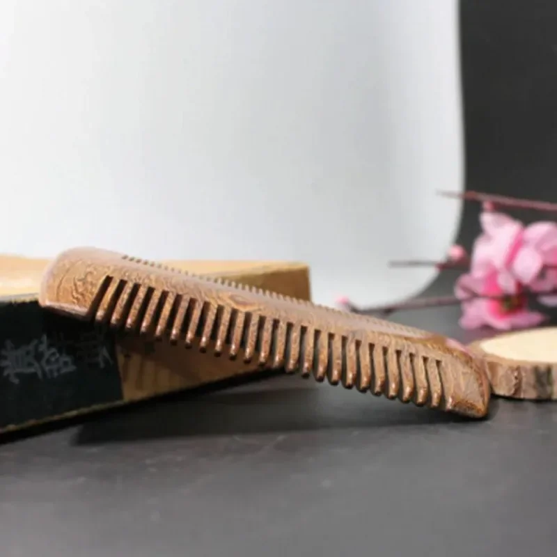 2pcs Women Men Use Green Sandalwood Pocket Beard & Hair Combs Comfortable Use Classic Style Handmade Natural Wood Comb
