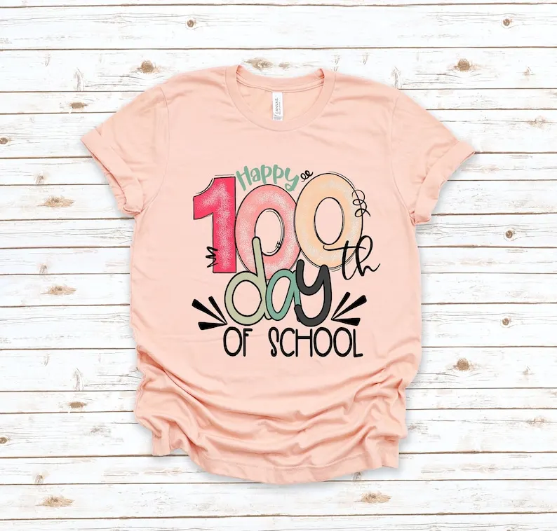 

100 Days of School Shirt, 100 Day 100th Day Of School Celebration Student Back to School Gift For Teacher 100% Cotton Streetwear