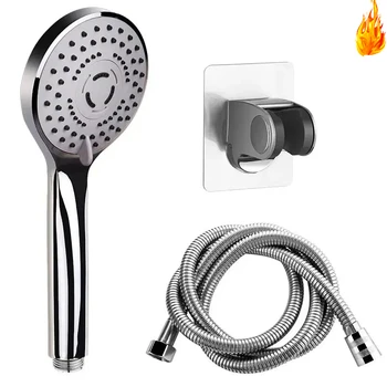 หัวฝักบัวแรงดันสูงแบบใช้มือถือ - ชุดฝักบัวประหยัดน้ํา 5 โหมดสเปรย์พร้อมระบบพอดีสากล (โหมดฝน/นวด/เจ็ท) 1