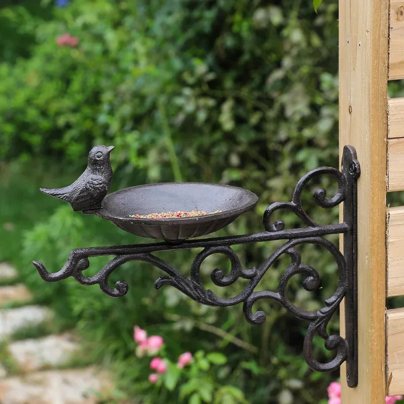 Cast Iron Bird Feeding Basin Wall Decoration
