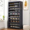 Shoe Cabinet, 40-45 Pairs Heavy Duty Bamboo Freestanding Shoe Storage Cabinet, 67.7'' Tall Shoe Rack with Open Storage 1