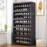 Shoe Cabinet, 40-45 Pairs Heavy Duty Bamboo Freestanding Shoe Storage Cabinet, 67.7'' Tall Shoe Rack with Open Storage 1