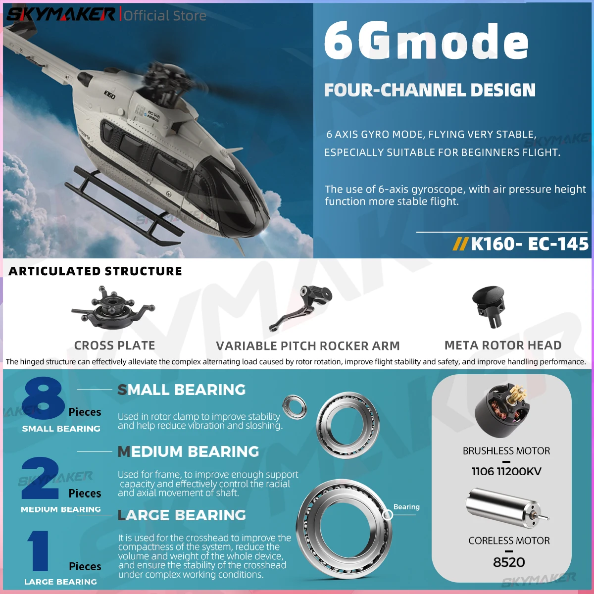 WLtoys K160 RC Helicopter 2.4G 6-Aixs Gyroscope 4CH Altitude Hold