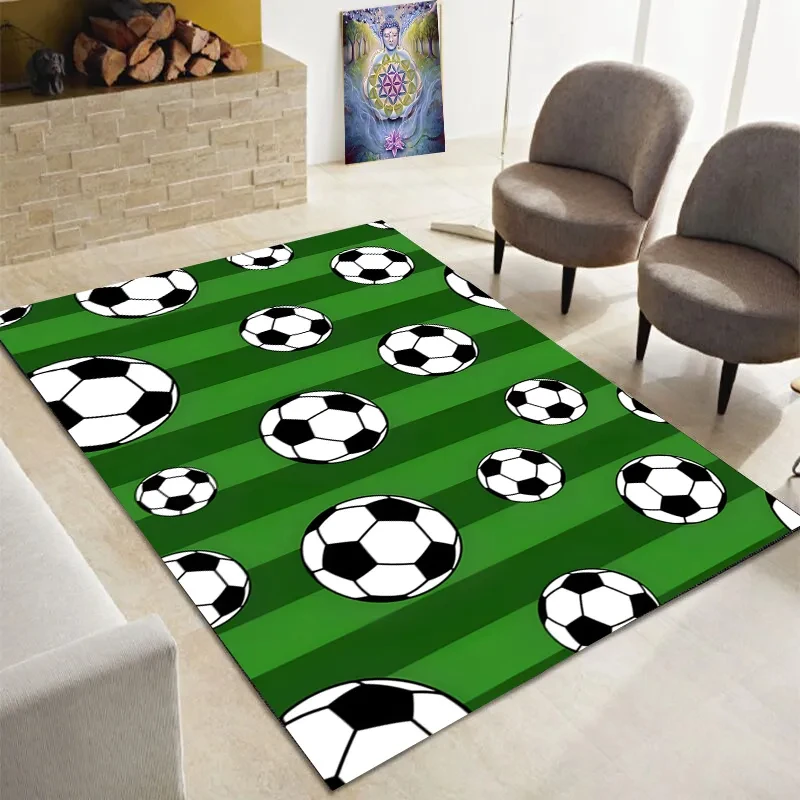 Football Area Rug Ball Sports Theme Carpet Soccer Ball Pattern Floor Mat for Kids Boys Girls Play Room Living Room Bedroom Decor