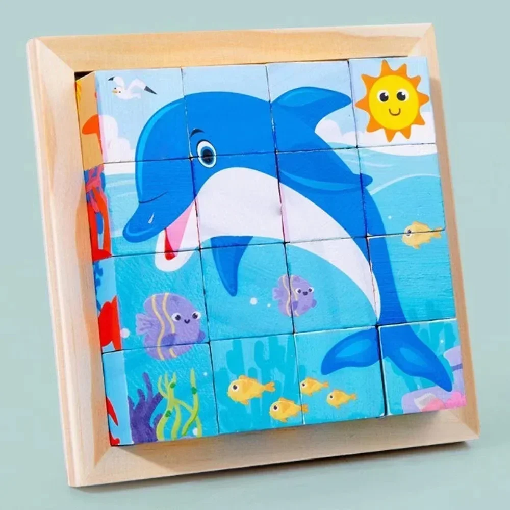 Wooden Puzzle Toys Educational Puzzles Wooden Game Board Toys A Set Of Six-Sided 3D Cube Puzzle Tray Wooden Children's Storage Toys Children's Educational Toys Fun Game