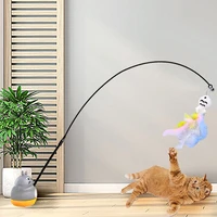 New cat funny cat stick steel wire long pole feather cute cat toy kitten fishing rotating self-pleasure relief pet toy 2