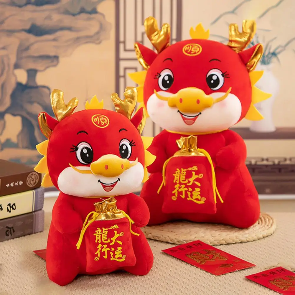 

Dragon Plush Toy 2024 Chinese Zodiac Dragon Plush Doll Lucky Bag Mascot Festive Home Decoration New Year Gift Year of 2024