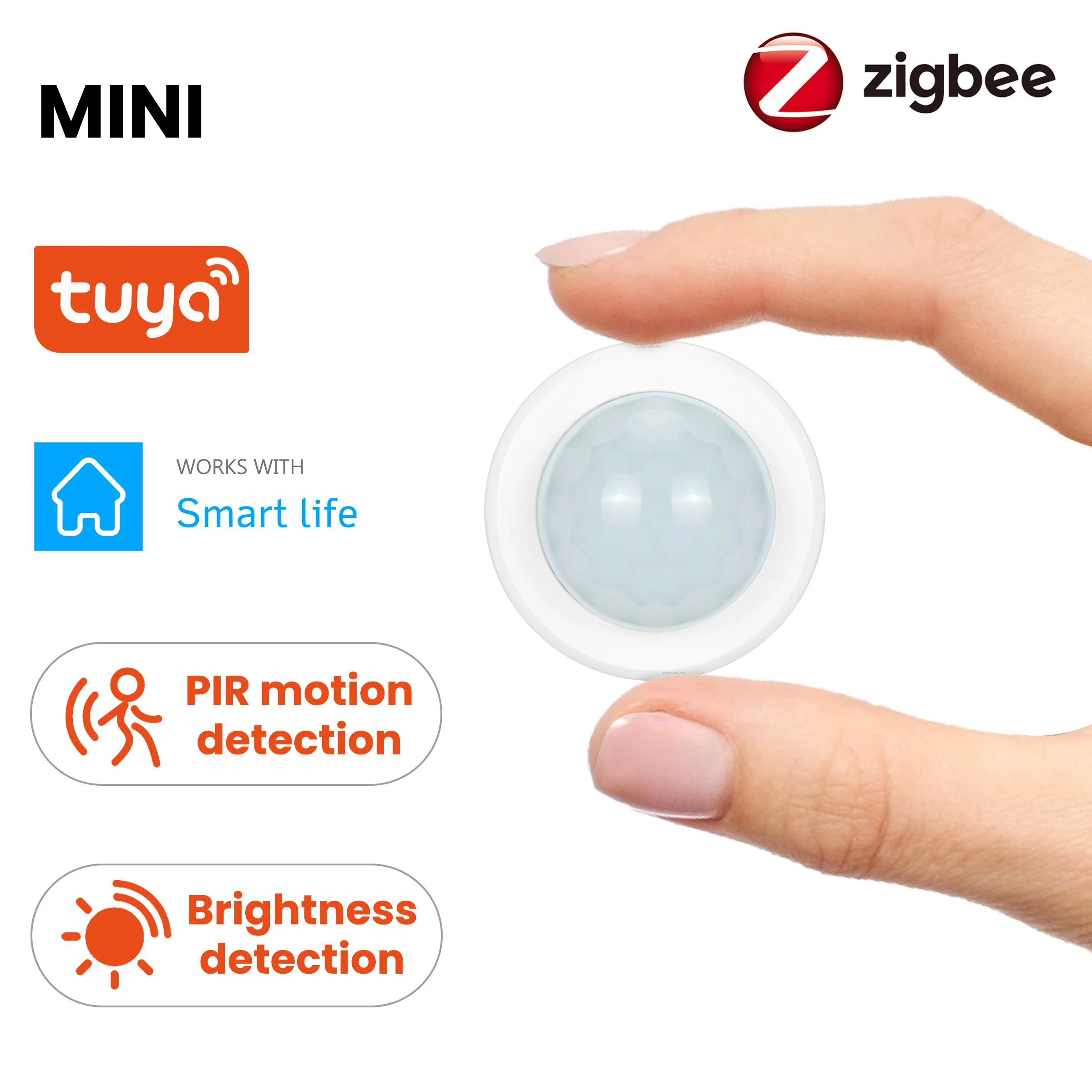 

Инфракрасный сигнализатор Tuya Zigbee 2 в 1, для системы «умный дом», мини-датчик движения, датчик яркости