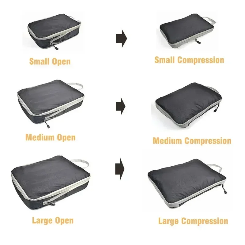 Compressible Packing Travel Storage Bag Cubes Waterproof Lightweigh Suitcase Portable with Handbag Mesh Luggage Organizer Set 3