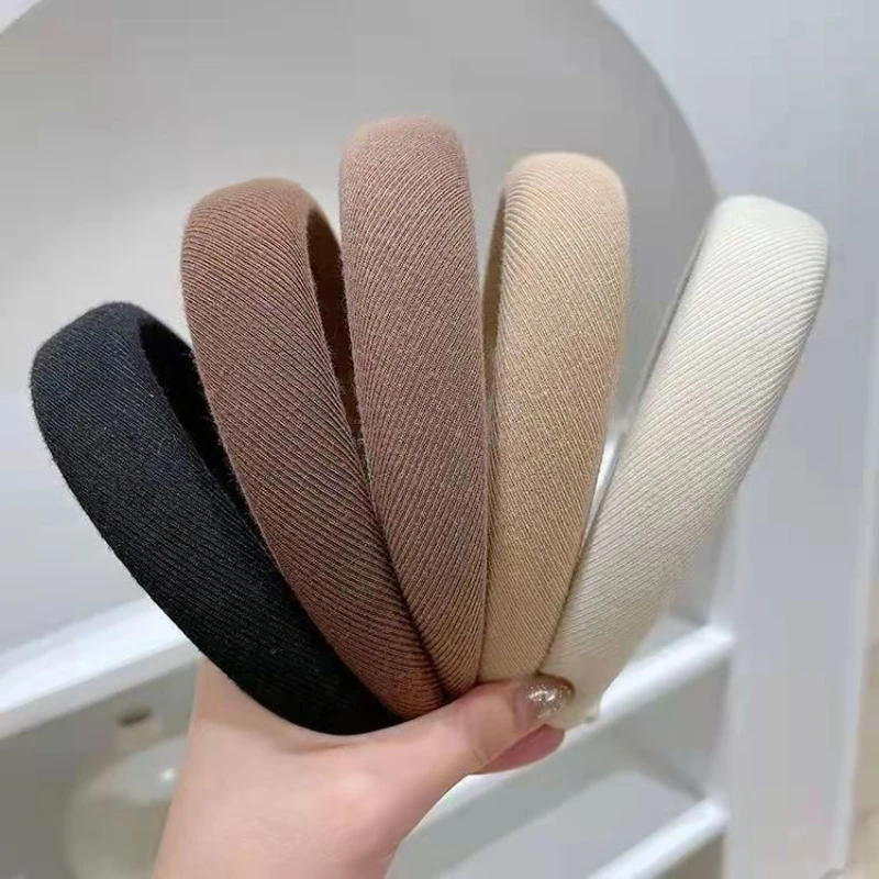 

Ободок для волос однотонный в Корейском стиле, широкая губчатая лента для волос, аксессуары для волос