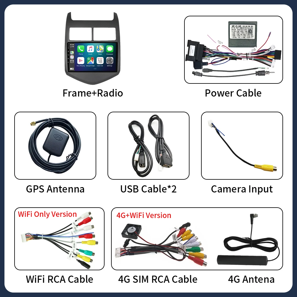 Android 16 Carplay Auto Per Chevrolet Aveo 2 Sonic T300 2011 2012 2013 2014 2015 Autoradio GPS Stereo Lettore Multimediale 2din DSP - immagine 6