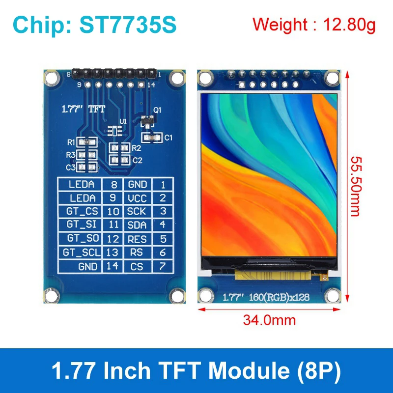 Modulo Display LCD TFT 1,44 Pollici 128x128 65K Colori Con Interfaccia SPI Per Arduino
