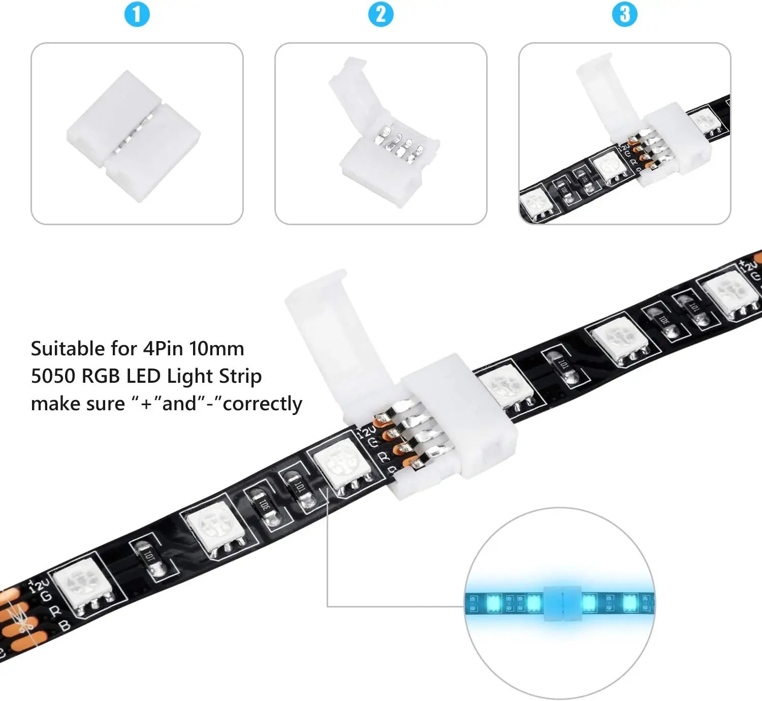 L Form 4-polige LED-Steck verbinder 10mm breite rechtwinklige Eck verbinder löt loser Adapter stecker für 3528/5050 smd rgb – Detail 9
