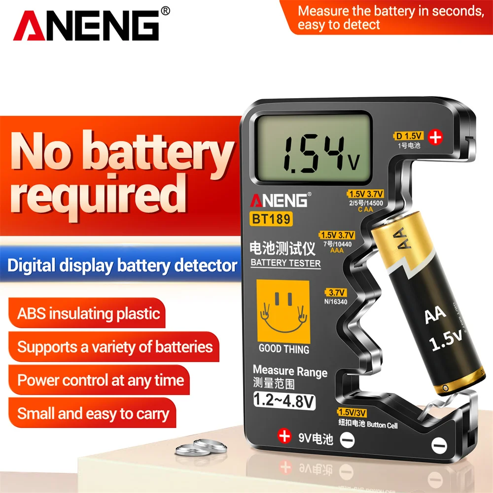 ANENGBT189ButtonCellBatteryTesterUniversalHouseholdLCDDisplay