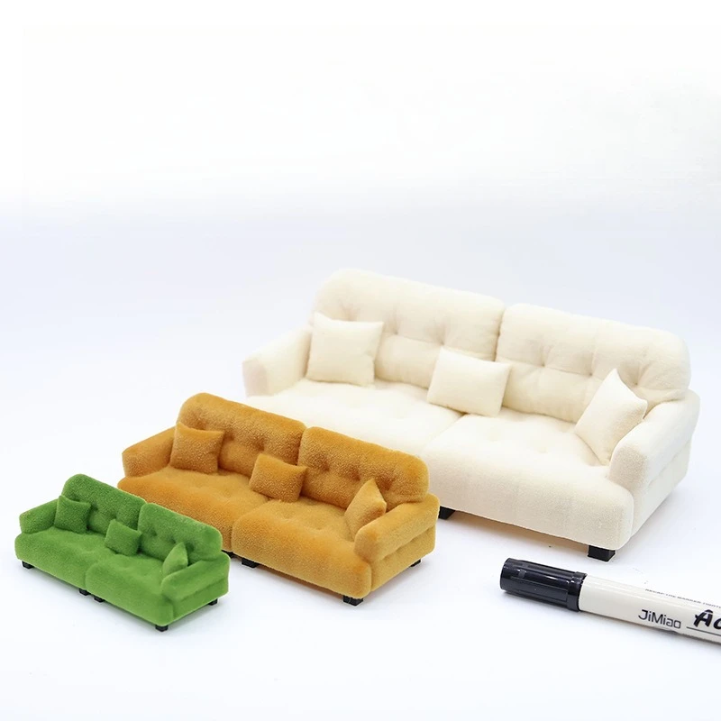 1:25/30 Sofa PLA Mini Doll Cream Style Realistic Washable Dollhouse Handmade DIY Scene Building Miniature Decor Mini Furniture 2