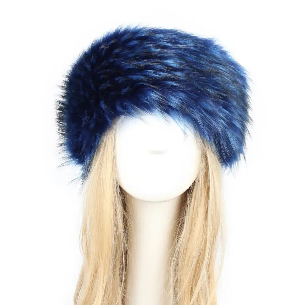 Winter Women Hat Solid Color Faux Fur Hat Thickened Turban Wide Hat For Skiing 3