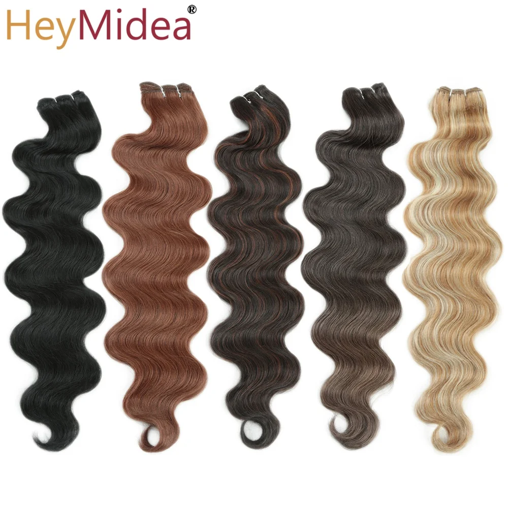 Body Wave Hair Bundles Weft Hair Piano Ombre Blonde Natural Synthetic Hair Extensions Thick Ponytail Loose Deep Hair Weaving 1