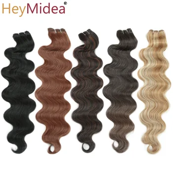 Body Wave Hair Bundles Weft Hair Piano Ombre Blonde Natural Synthetic Hair Extensions Thick Ponytail Loose Deep Hair Weaving 1