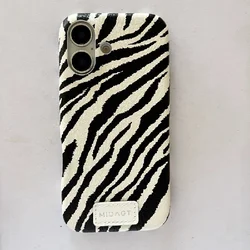 Premium Zebra Print Phone Case - Personalized Protective Anti - Drop, Anti - Slip Design - iPhone 16 (White 01)