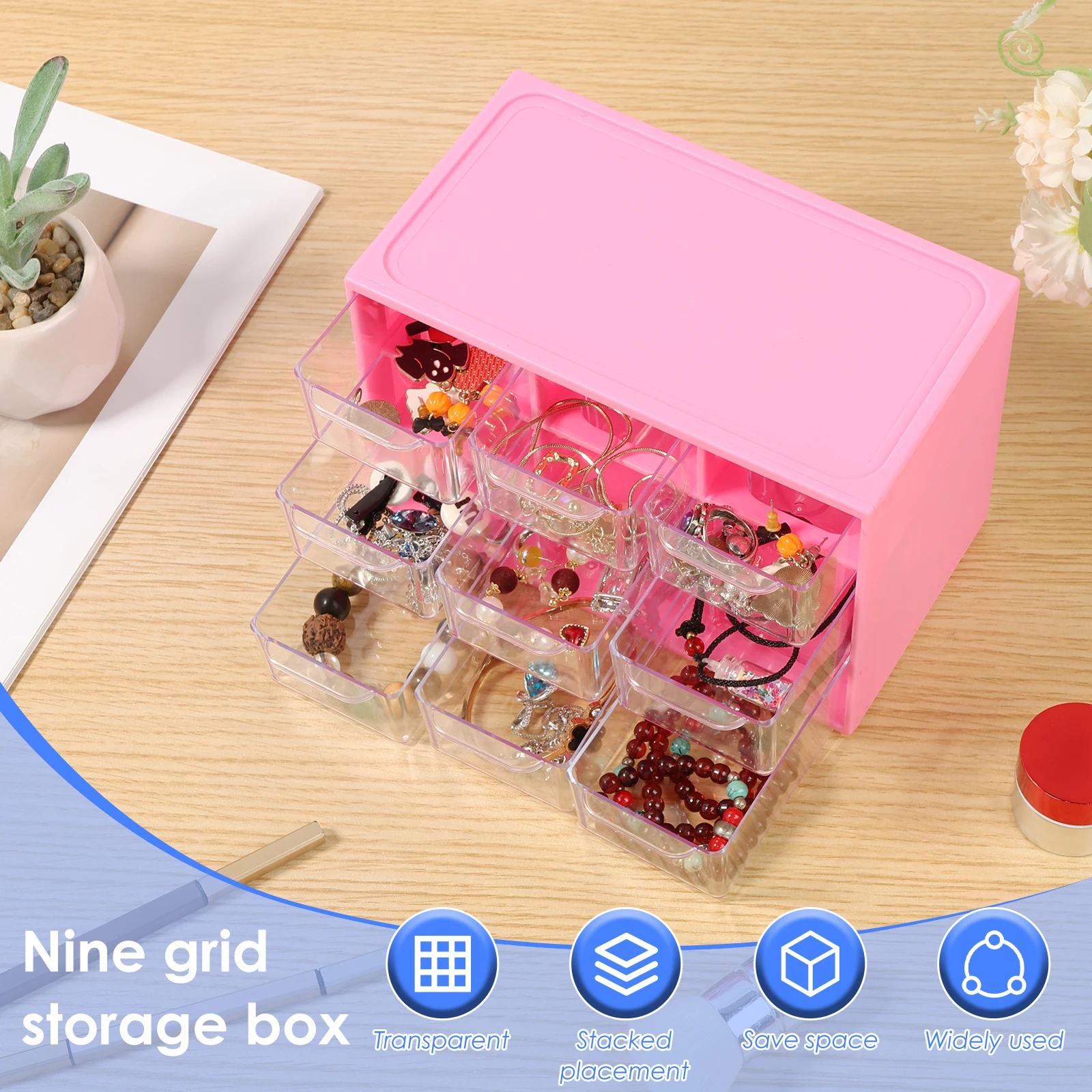 6Pcs Mini Organizer With Detachable Drawer Stackable Small Desk Organizer Desktop Storage Box for DIY Craft, Art Supply, Jewelry