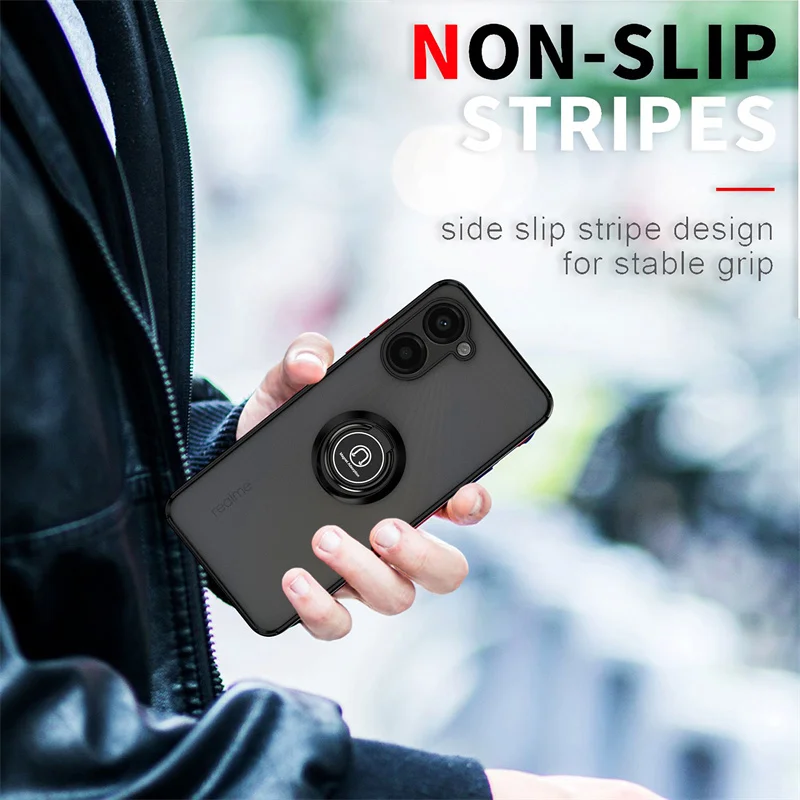 Shockproof Magnetic Matte Case with Ring Stand - Universal Phone Cover