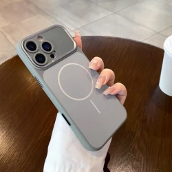 Luxury Silicone Magnetic Phone Case with AI Camera Button Cover - iPhone 15 (GRAY)