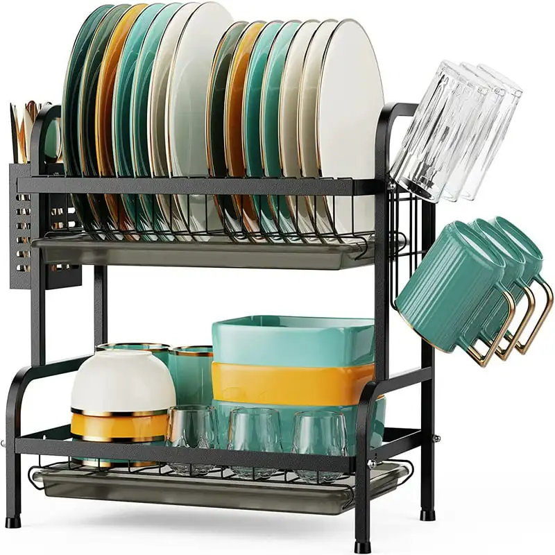 Kitsure Dish Drying Rack - Multipurpose 2-Tier Dish Rack, Dish Drainer