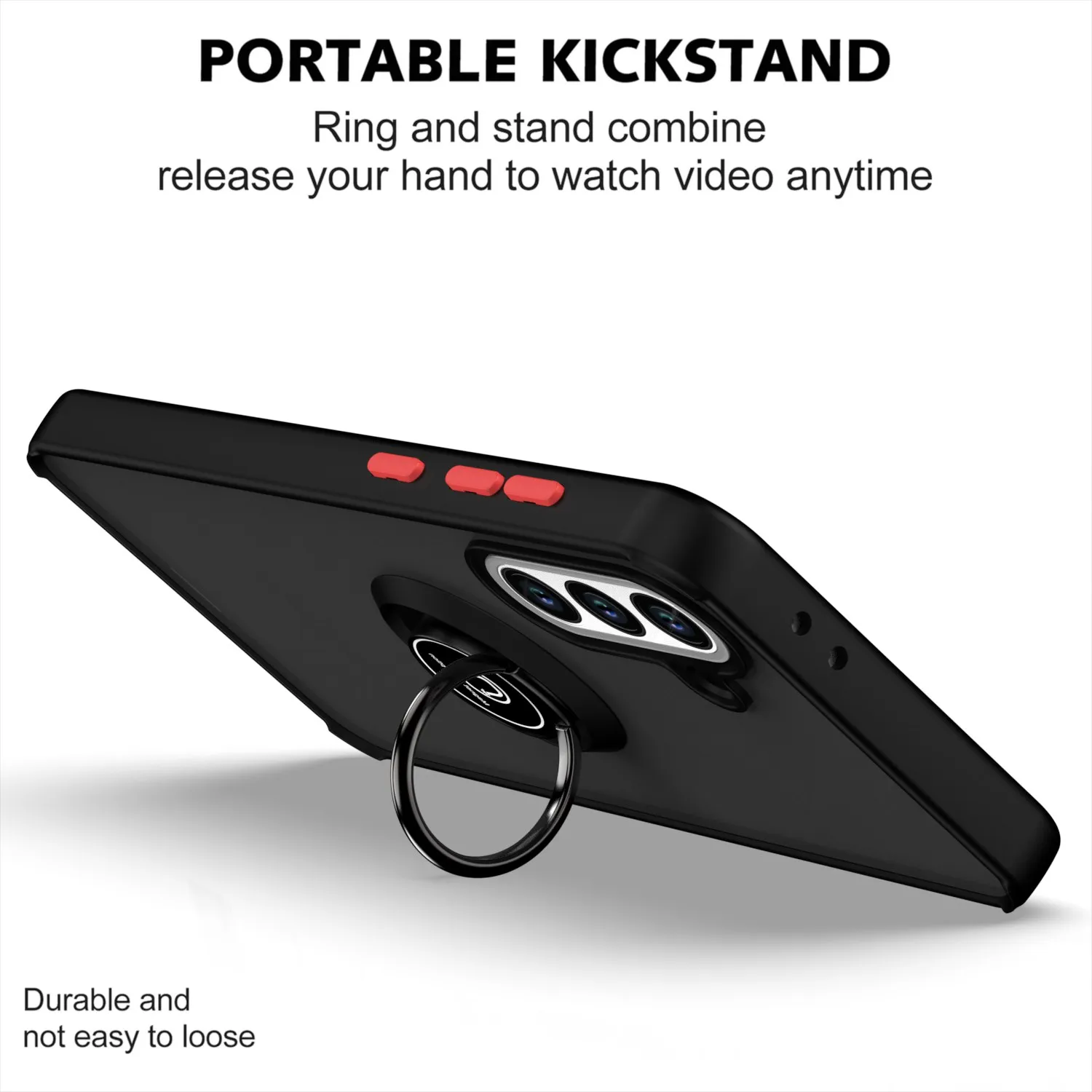 Enhanced Armor Matte Shockproof Case with Magnetic Ring Stand