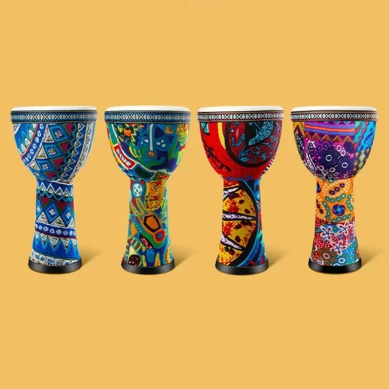 African 8 Inch Djembe Drum Hand-Carved Solid-Wood Goat-Skin Traditional Musical Instrument