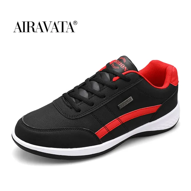 Men's Sports Casual Shoes Fashion PU Leather Shoes Outdoor Spring/Autumn Comfortable Flat Sneakers black