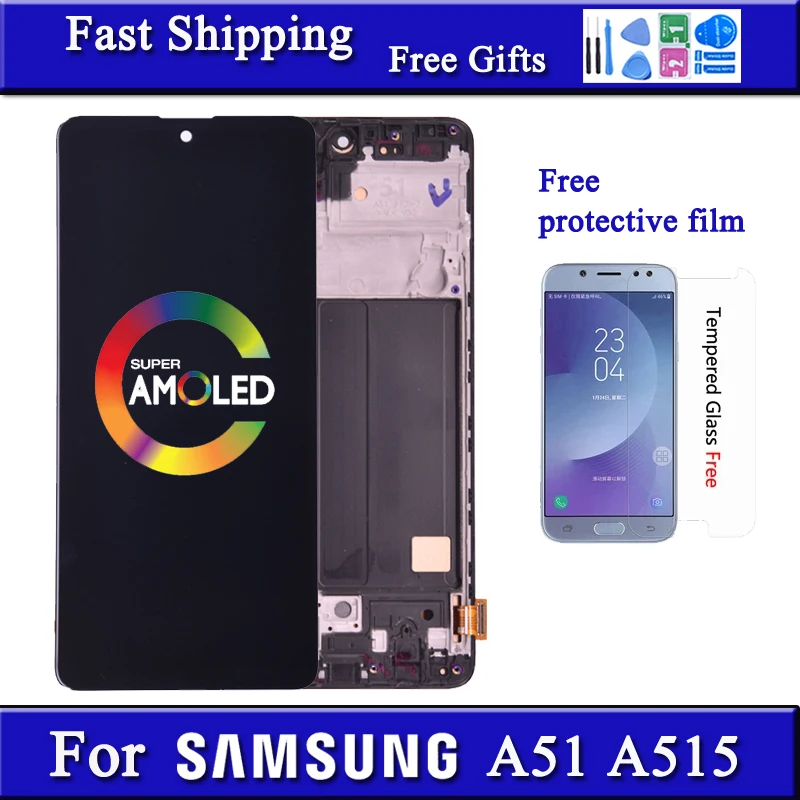 

ЖК-экран AMOLED для Samsung Galaxy A51, дисплей A515 A515F A515F/DS A515FD, сенсорный экран с дигитайзером в сборе, замена