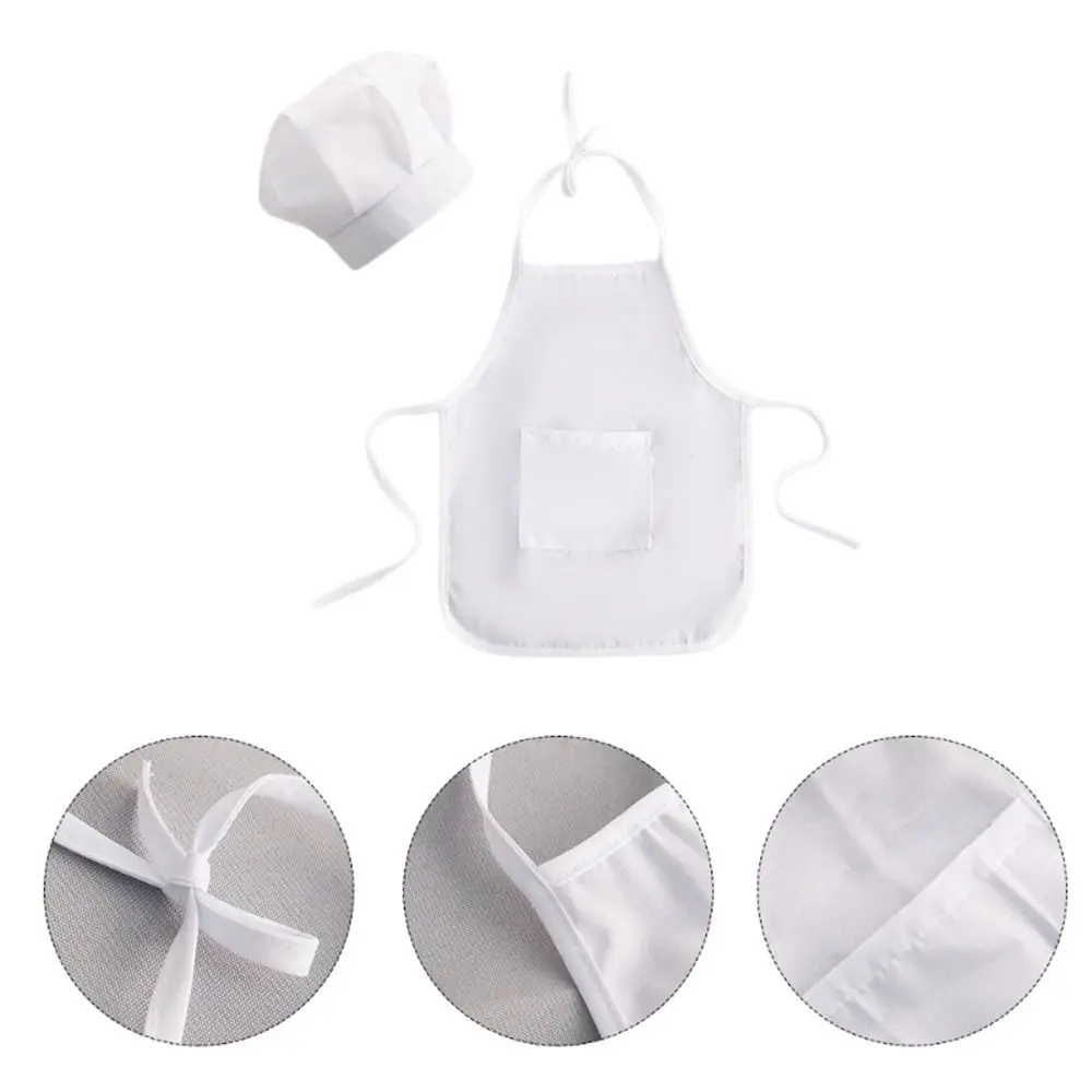 Cotton 2pcs/set Soft Hat Chef Cooking Baby Costume Photo Accessories Infant Photo Clothes Newborn Photography Props