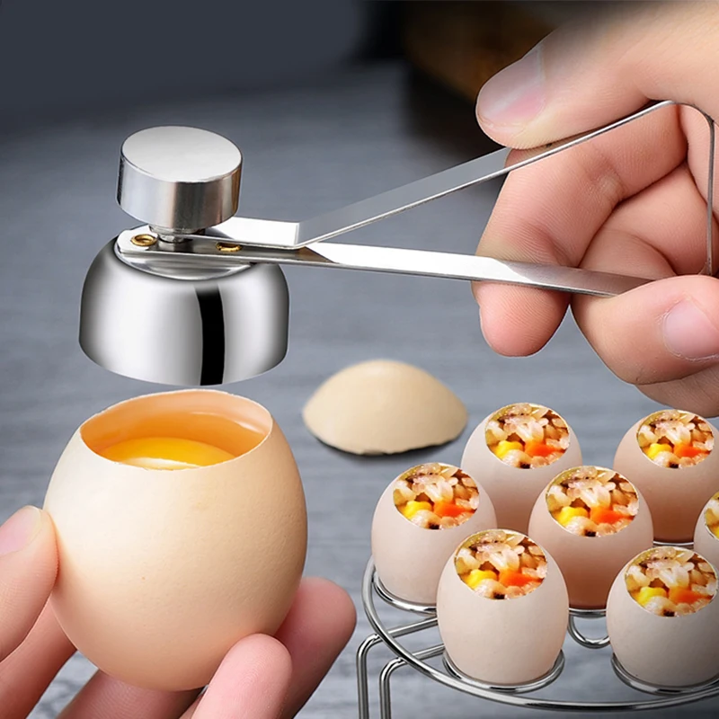 Kitchen Gadgets Accessories Stainless Steel Egg Topper Cutter Metal Egg Scissors Boiled Raw Opener Creative Kitchen Tool Set