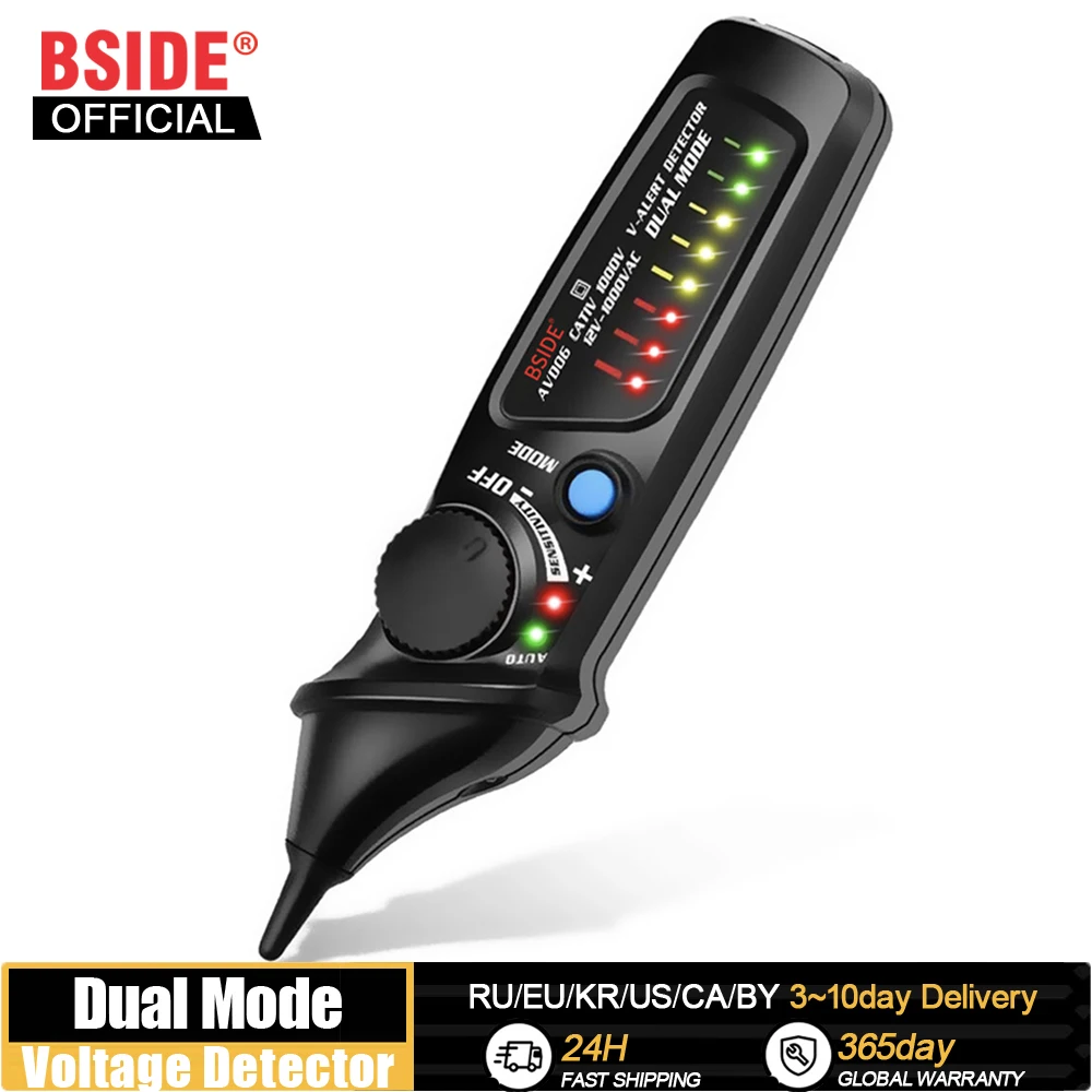  BSIDE Non-Contact Voltage Detector Tester Indicator Profession Smart Test Pencil Live/phase Wire Breakpoint NCV Continuity Meter 