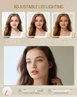 Туалетный столик с подсветкой, большим светодиодным зеркалом, регулируемой яркостью, стол для макияжа с 7 ящиками, 4 полки — изображение 3