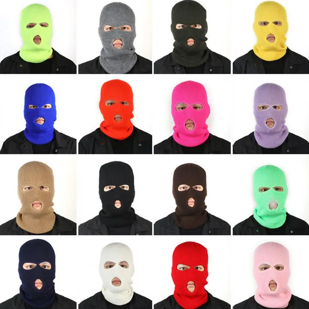 

3 Hole Winter Ski Mask Warm Women Men Heart Embroidery Hat Balaclava Mask Hat Full Face Mask Ski Snowboard Cap Hip Hop Beanies