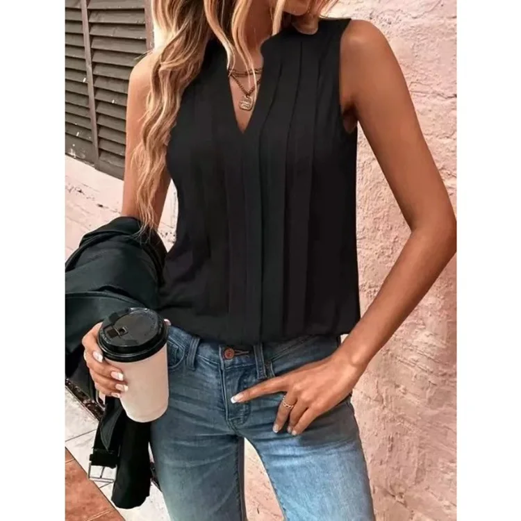 Fashion Women Tank Tops 2023 Summer solid Blusas Mujer Elegant White Blouse Sleeveless Tunics Lightweight Casual Tops Y2k Blusa