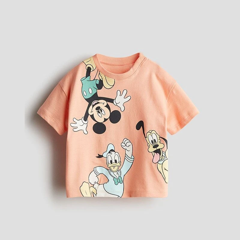 Mickey Mouse TShirt Cartoon Print Short Sleeve T For Boys And Girls Loose Casual Sports Tops Children Cotton Fashion White Tees 2