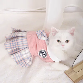 가을 겨울용 귀여운 고양이 옷, 따뜻한 피부 친화적인 러블리 고양이 의류, 래그돌 블루 고양이 새끼 고양이 드레스, 로파 파라 가토
